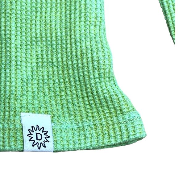 New! Daydreamer Women's Rebel Girl Cold Shoulder Thermal Crop Top Green XL NWT - Picture 4 of 13